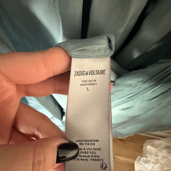 ZADIG & VOLTAIRE Tink Satin Tunic Top Size Large - Picture 7 of 7